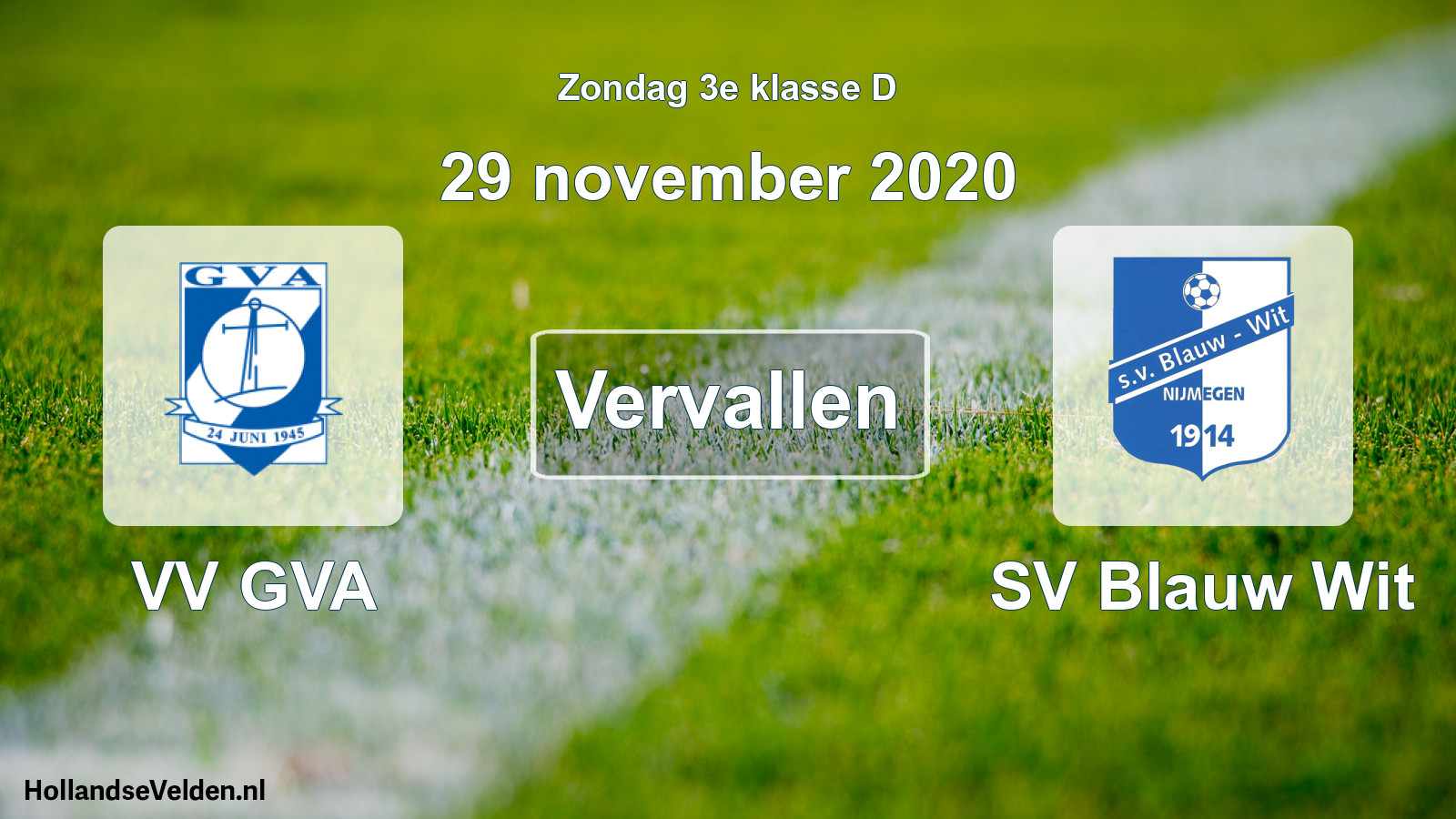 Scheduled Match: VV GVA - SV Blauw Wit (29 November 2020)