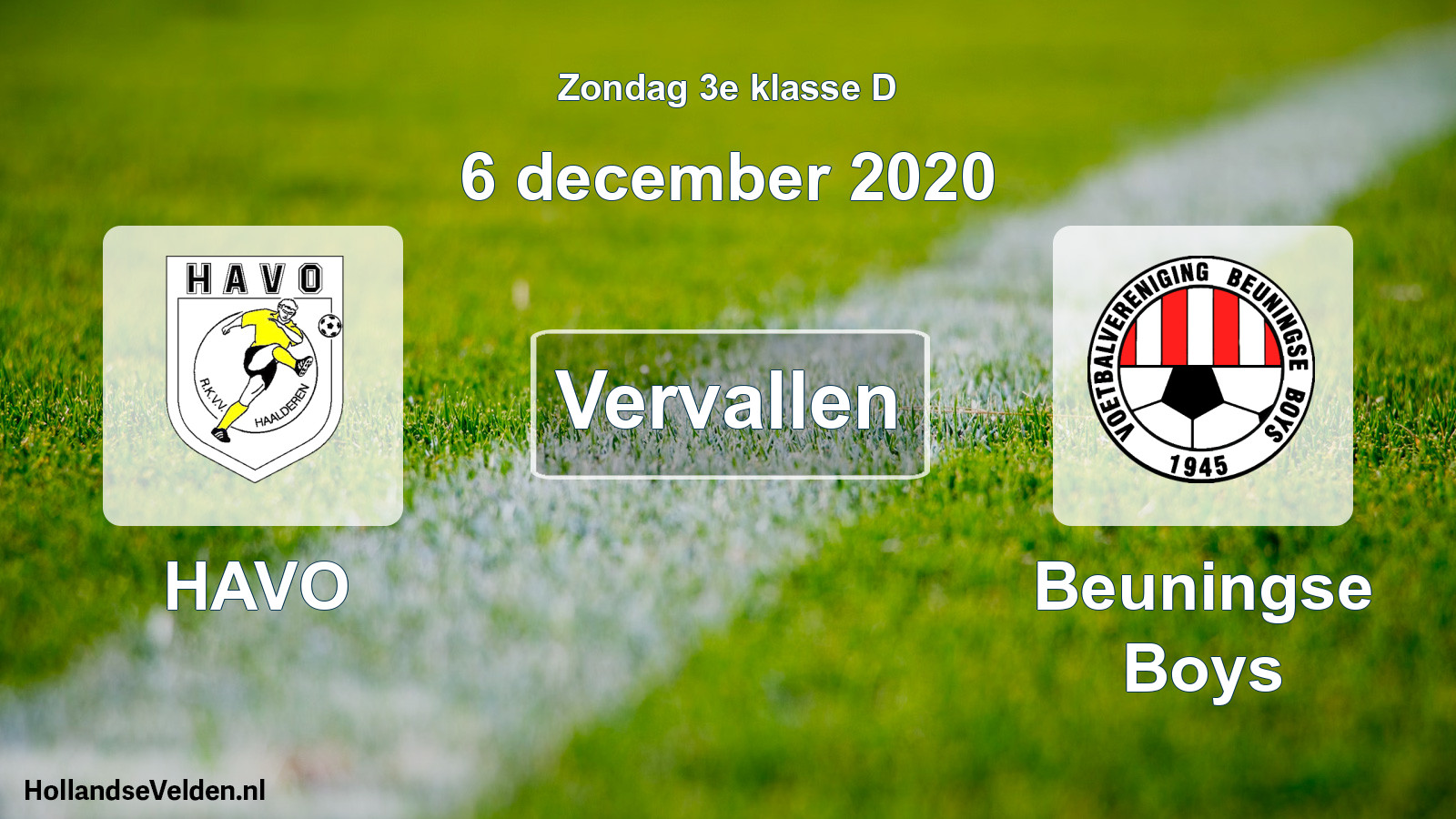 Scheduled Match: HAVO - Beuningse Boys (6 December 2020)