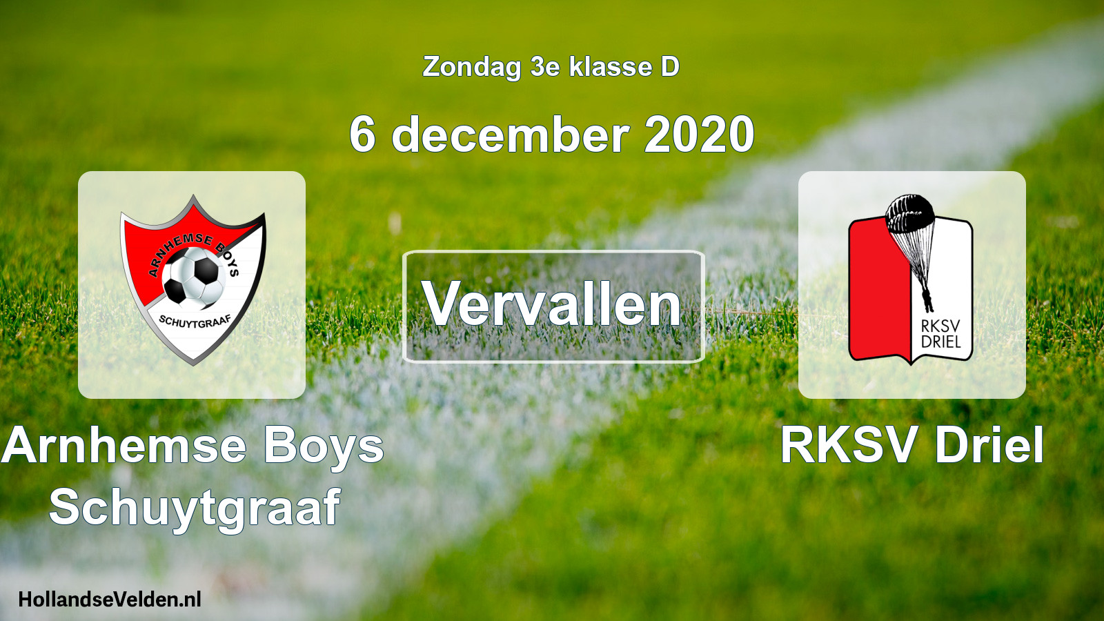Scheduled Match: Arnhemse Boys Schuytgraaf - RKSV Driel (6 December 2020)