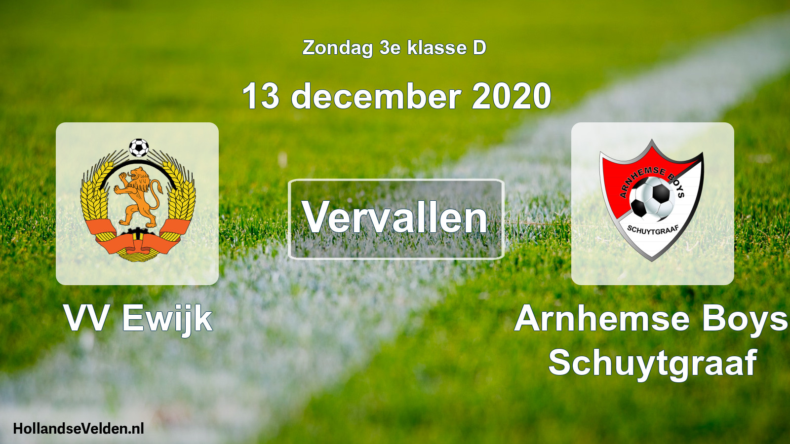 Scheduled Match: VV Ewijk - Arnhemse Boys Schuytgraaf (13 December 2020)