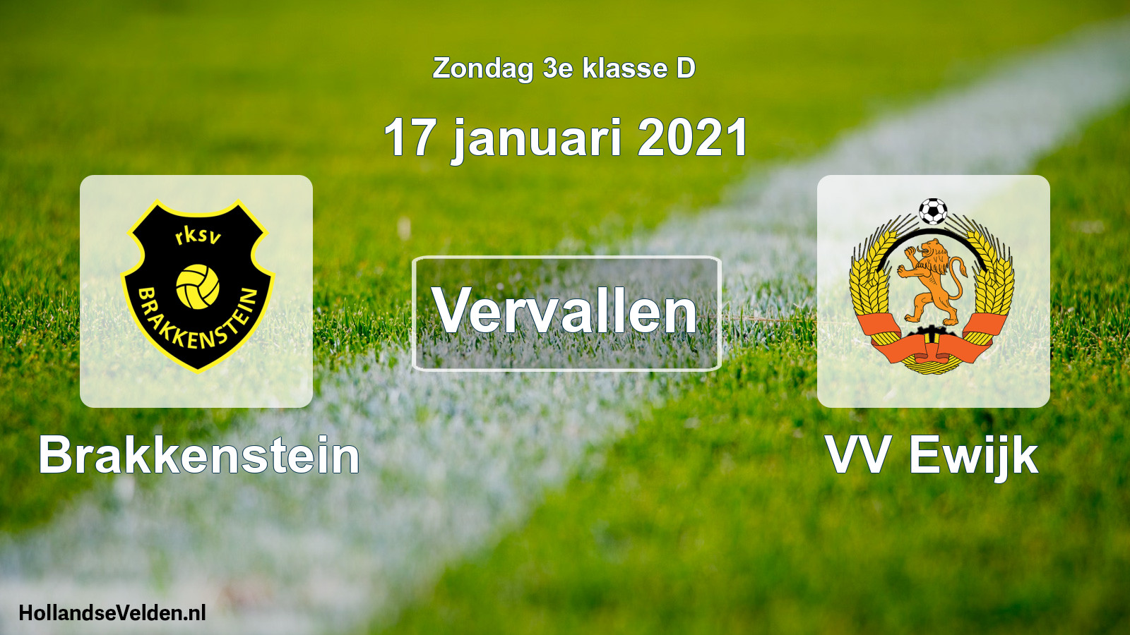 Scheduled Match: Brakkenstein - VV Ewijk (17 January 2021)