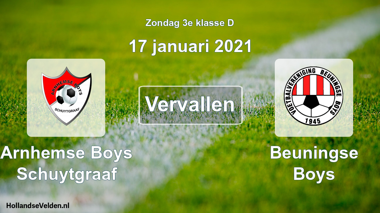 Scheduled Match: Arnhemse Boys Schuytgraaf - Beuningse Boys (17 January 2021)