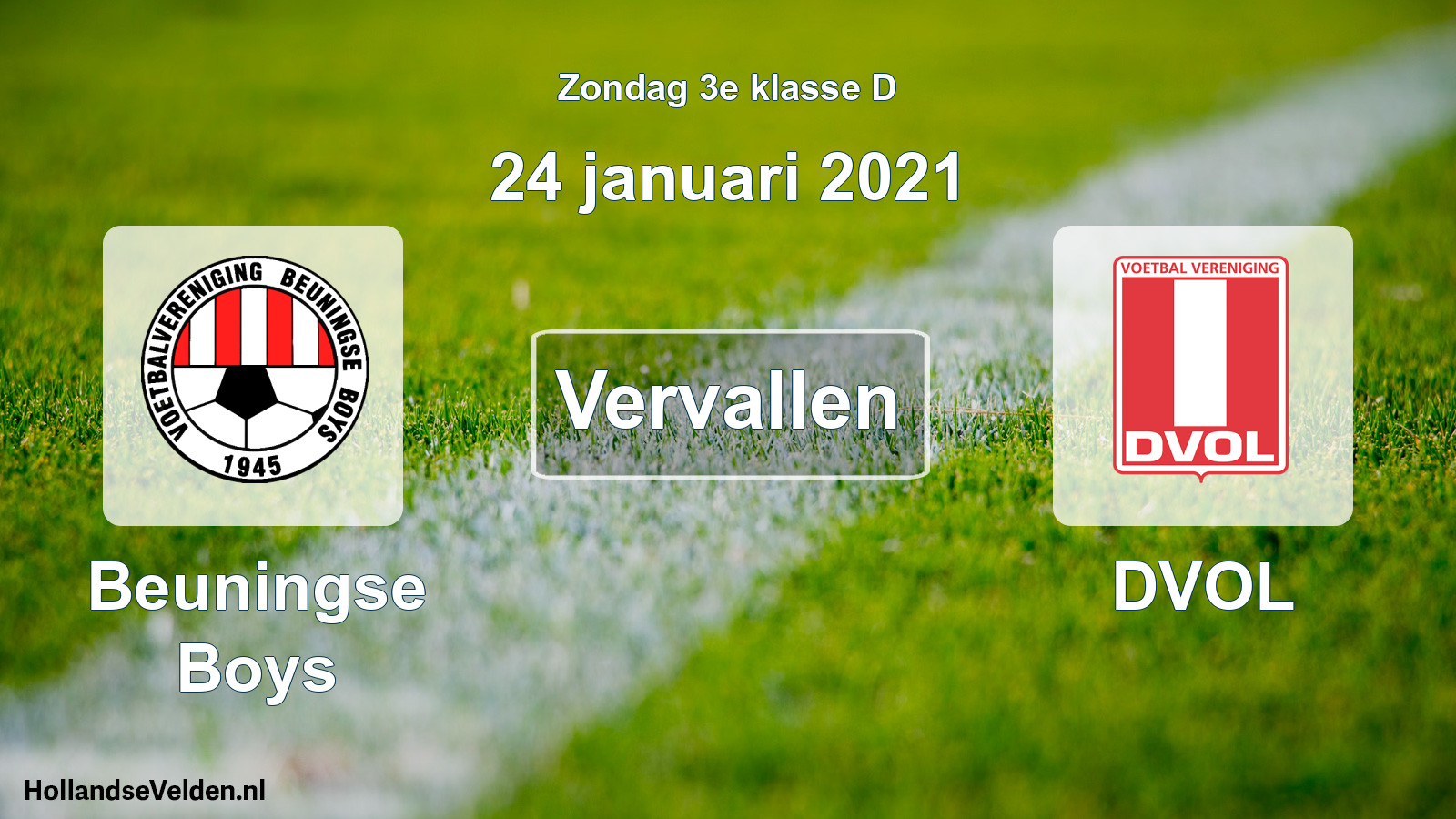 Scheduled Match: Beuningse Boys - DVOL (24 January 2021)