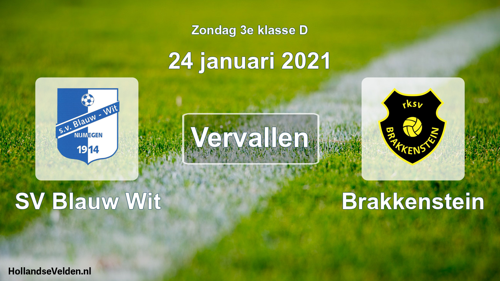 Scheduled Match: SV Blauw Wit - Brakkenstein (24 January 2021)