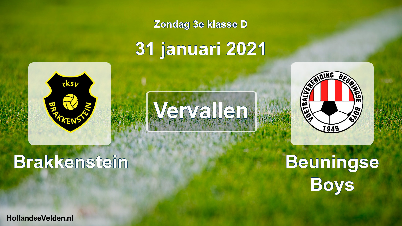 Scheduled Match: Brakkenstein - Beuningse Boys (31 January 2021)