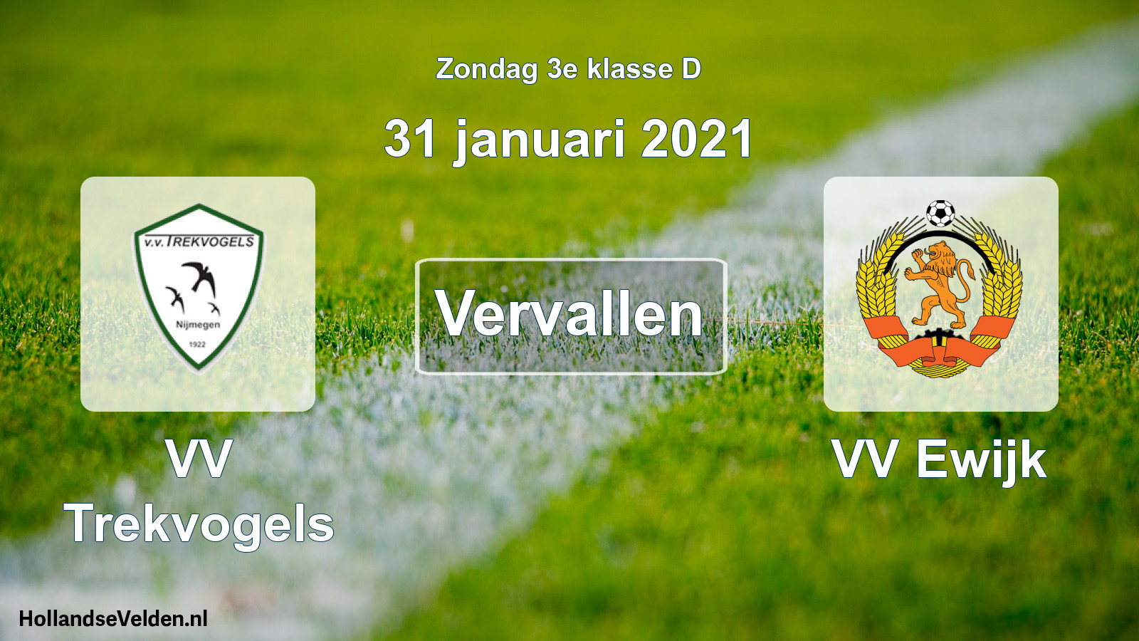Scheduled Match: VV Trekvogels - VV Ewijk (31 January 2021)
