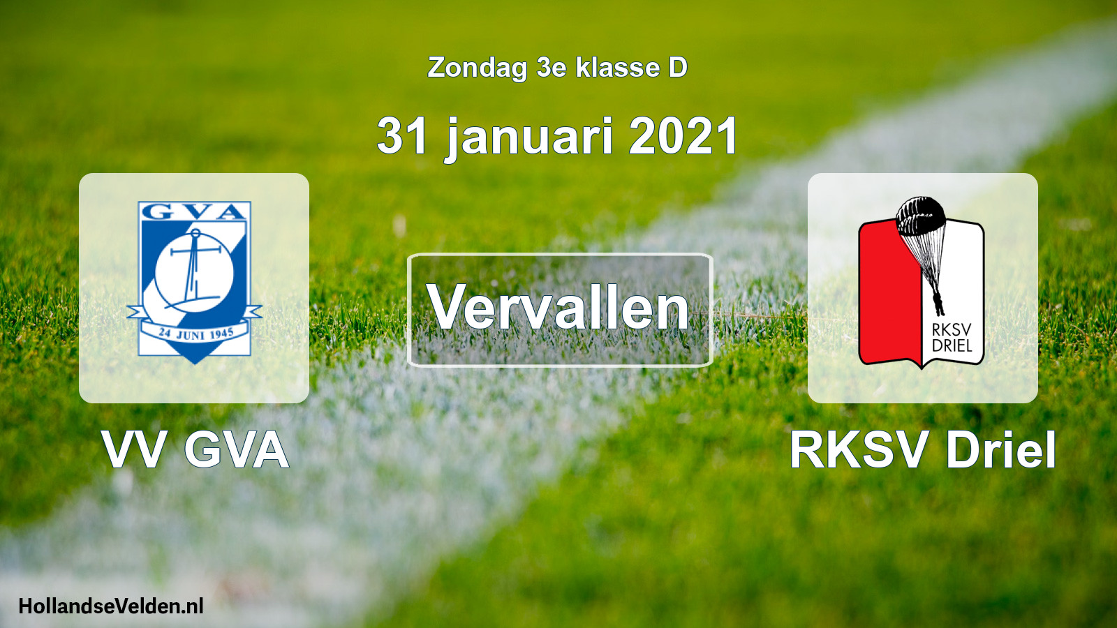 Scheduled Match: VV GVA - RKSV Driel (31 January 2021)