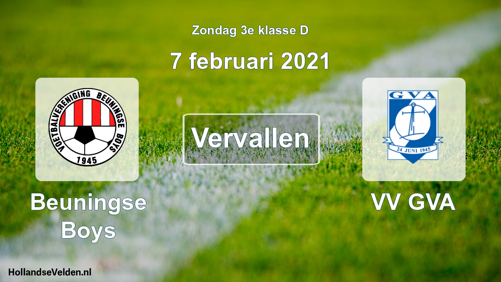 Scheduled Match: Beuningse Boys - VV GVA (7 February 2021)