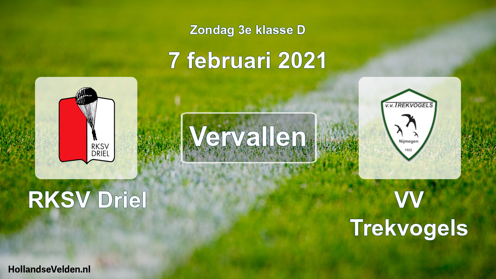 Scheduled Match: RKSV Driel - VV Trekvogels (7 February 2021)