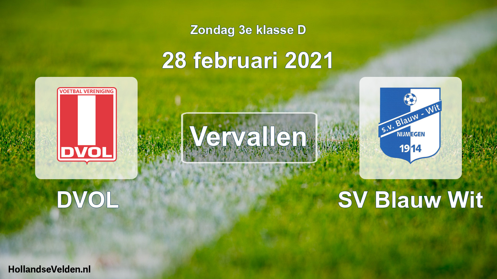 Scheduled Match: DVOL - SV Blauw Wit (28 February 2021)
