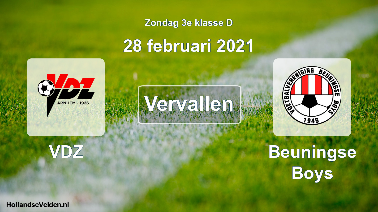 Scheduled Match: VDZ - Beuningse Boys (28 February 2021)