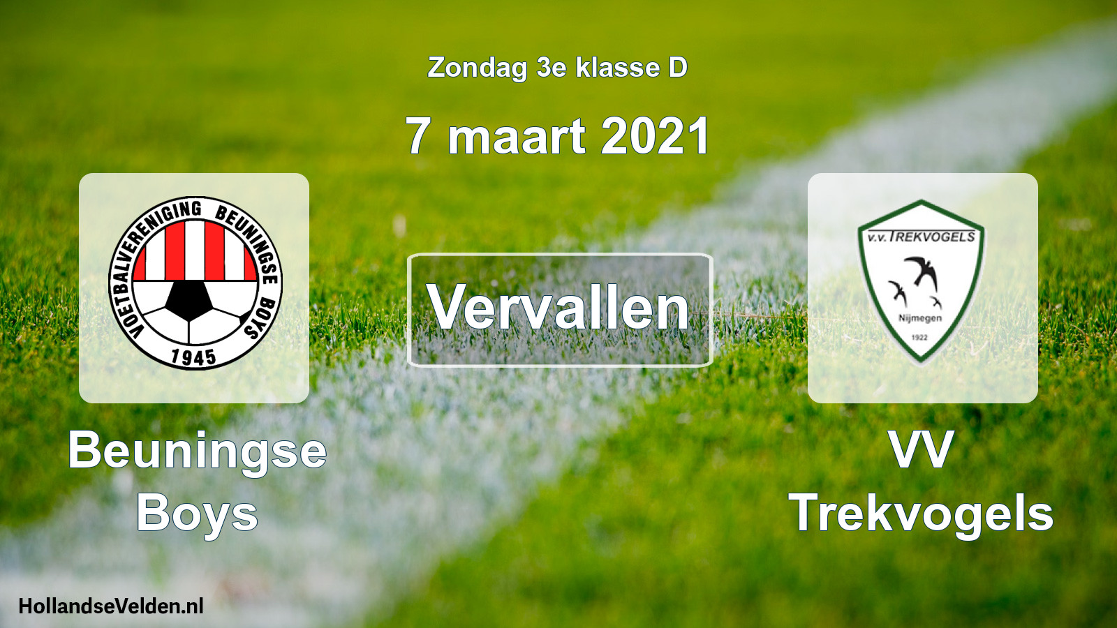 Scheduled Match: Beuningse Boys - VV Trekvogels (7 March 2021)