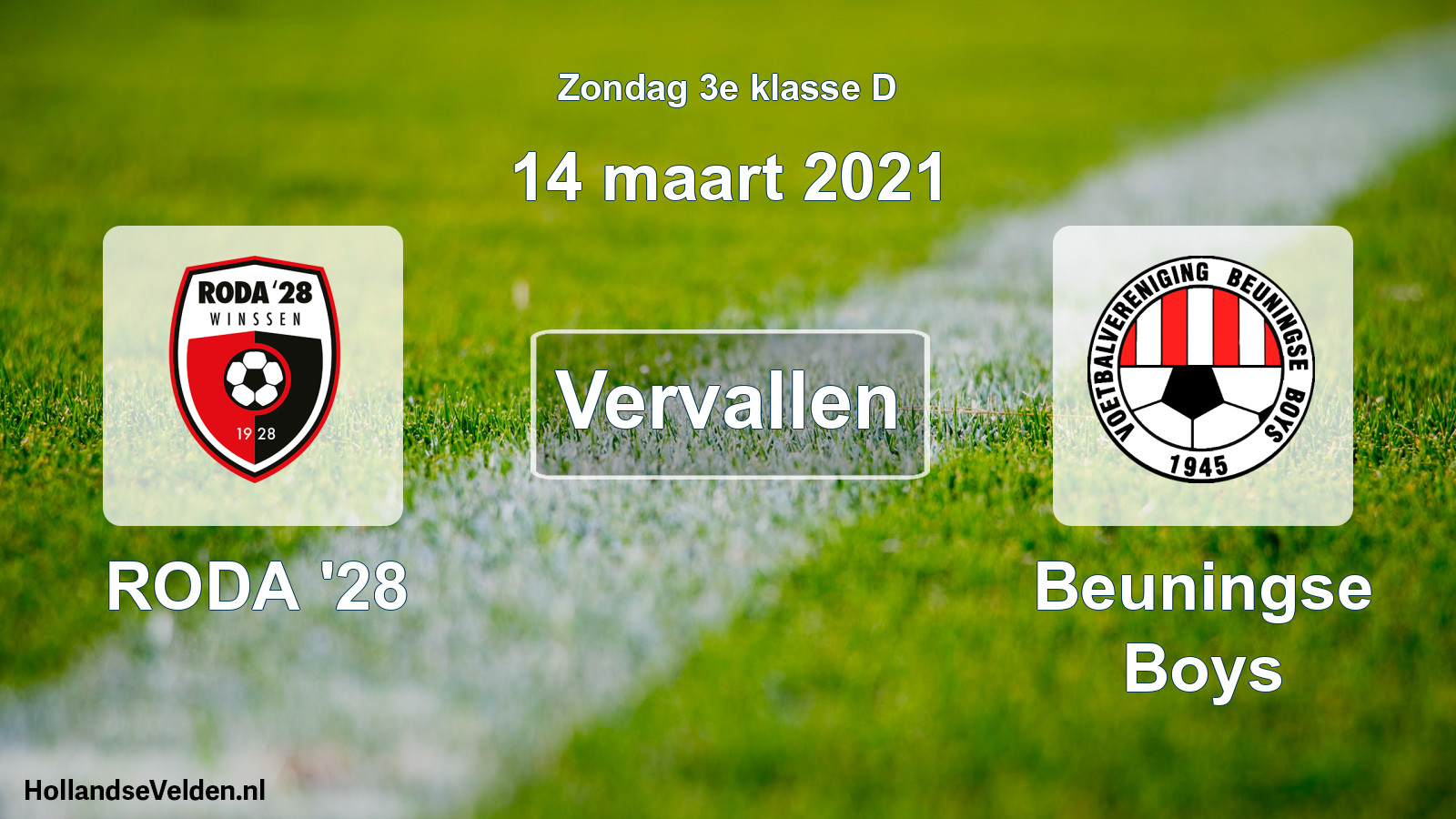 Scheduled Match: RODA '28 - Beuningse Boys (14 March 2021)