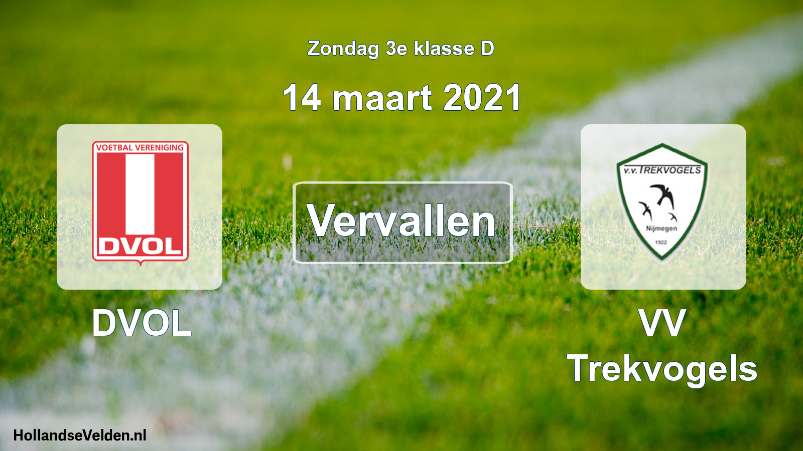 Scheduled Match: DVOL - VV Trekvogels (14 March 2021)