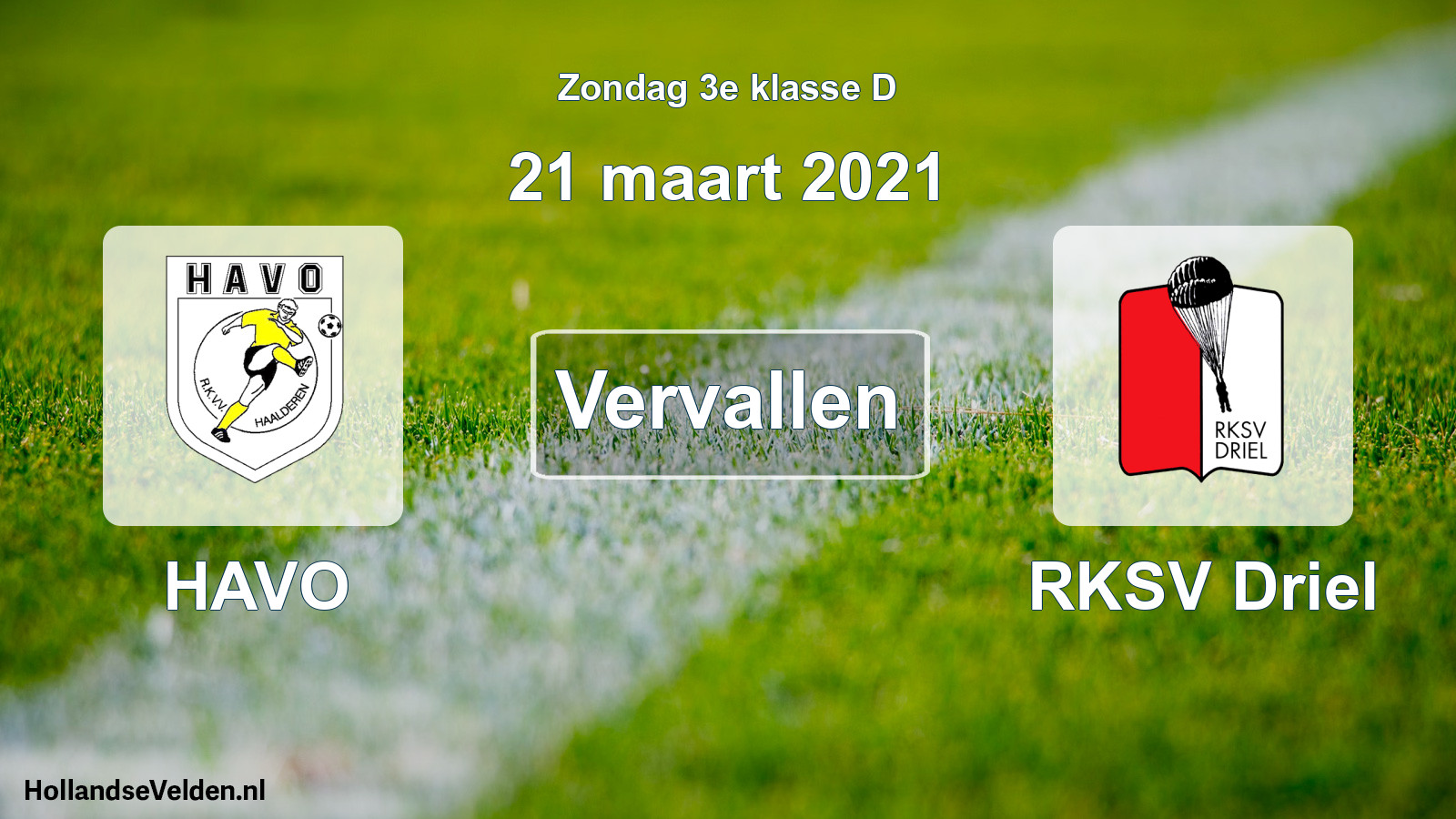 Scheduled Match: HAVO - RKSV Driel (21 March 2021)