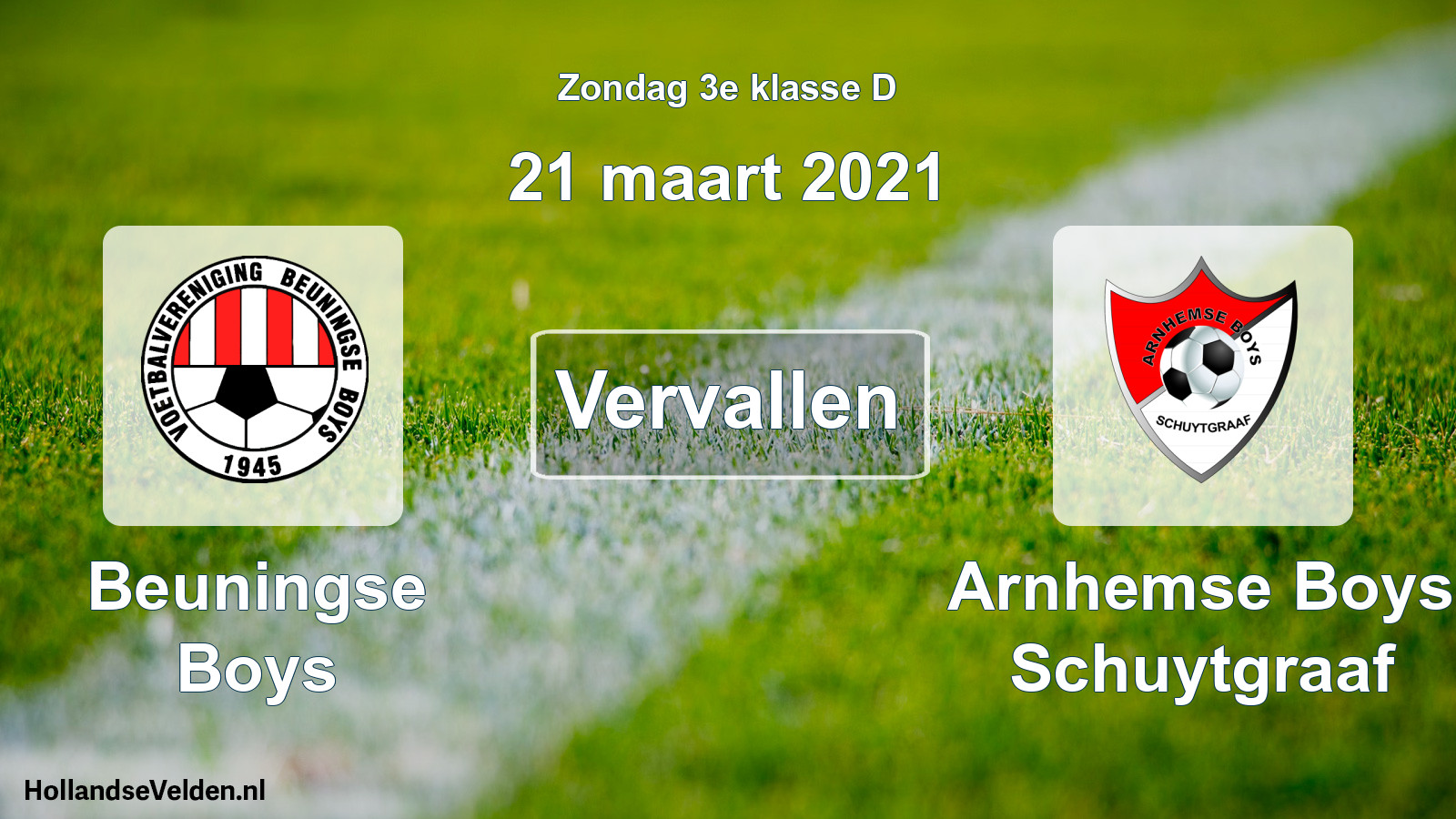 Scheduled Match: Beuningse Boys - Arnhemse Boys Schuytgraaf (21 March 2021)