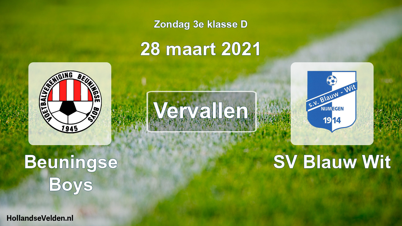Scheduled Match: Beuningse Boys - SV Blauw Wit (28 March 2021)