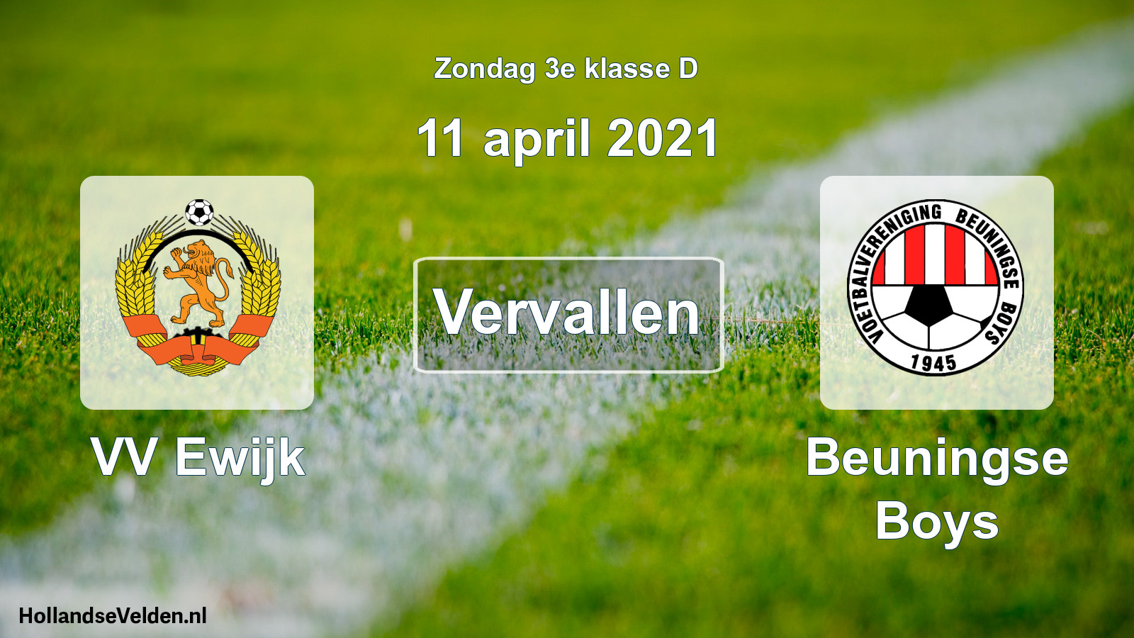Scheduled Match: VV Ewijk - Beuningse Boys (11 April 2021)