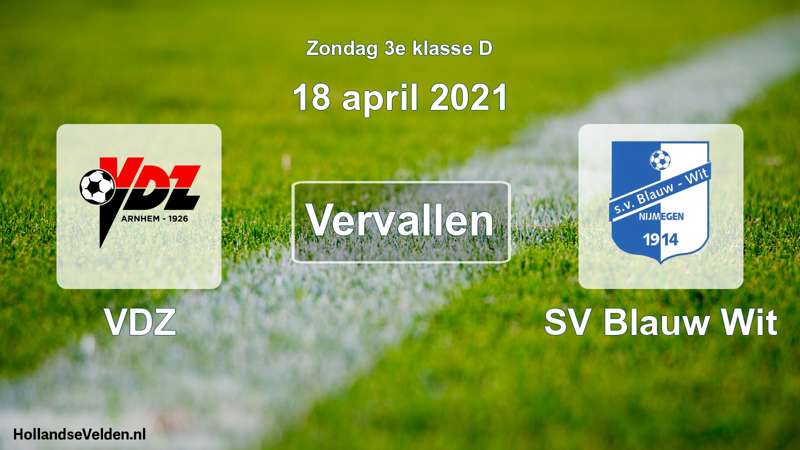 Scheduled Match: VDZ - SV Blauw Wit (18 April 2021)