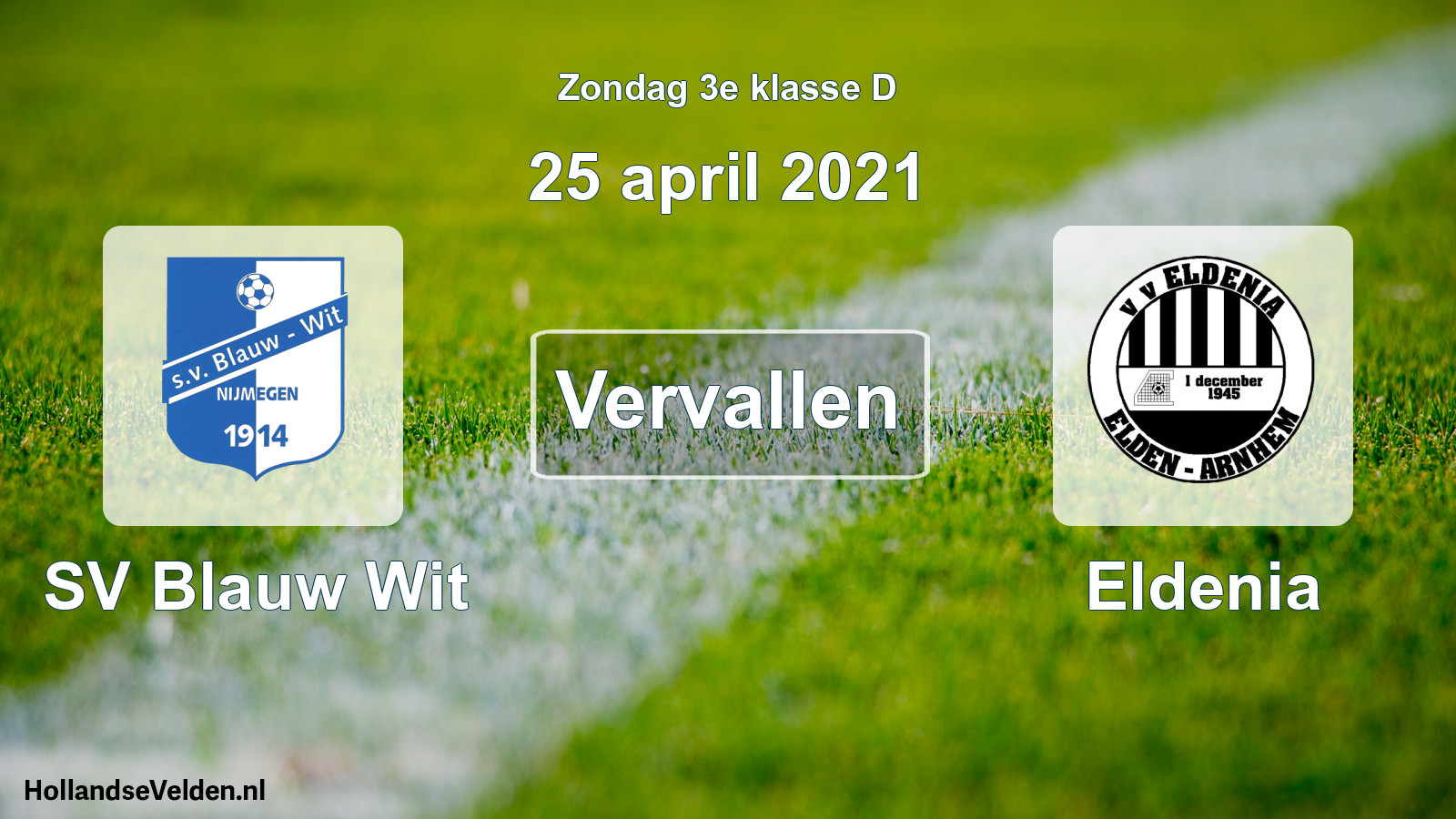 Scheduled Match: SV Blauw Wit - Eldenia (25 April 2021)