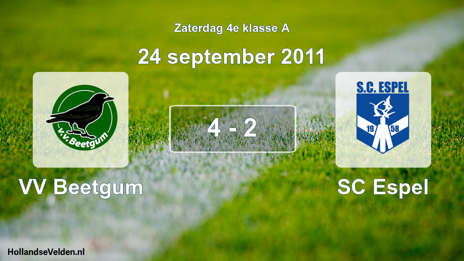 Total number of matches played: VV Beetgum - SC Espel 4 - 2 (24 September 2011)