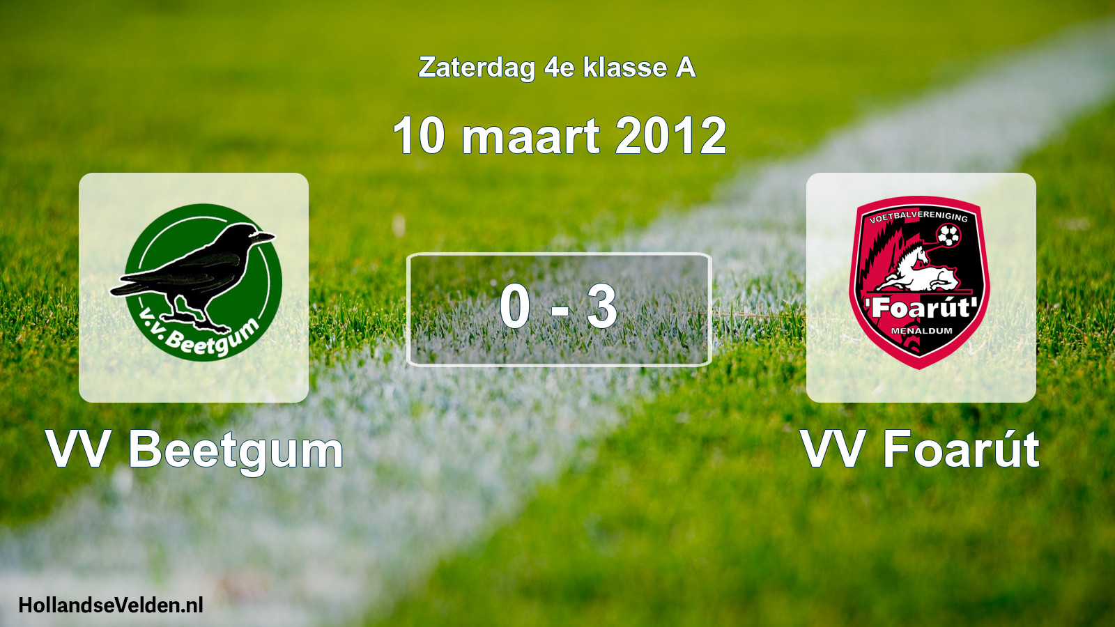 Total number of matches played: VV Beetgum - VV Foarút 0 - 3 (10 March 2012)
