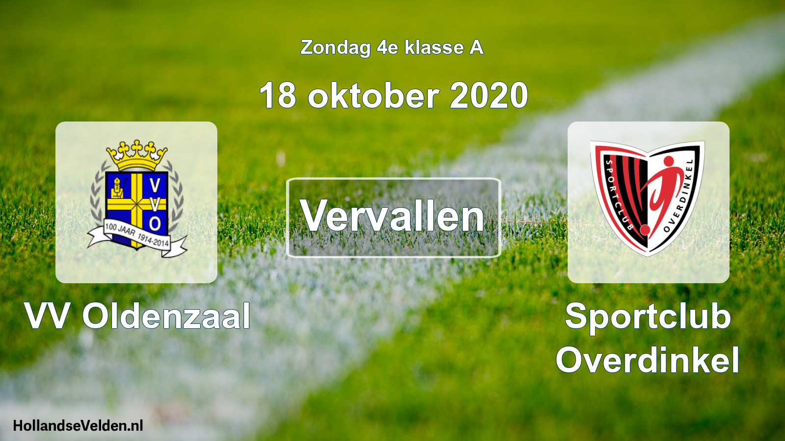 Scheduled Match: VV Oldenzaal - Sportclub Overdinkel (18 October 2020)