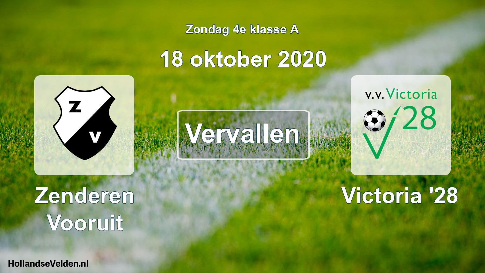 Scheduled Match: Zenderen Vooruit - Victoria '28 (18 October 2020)