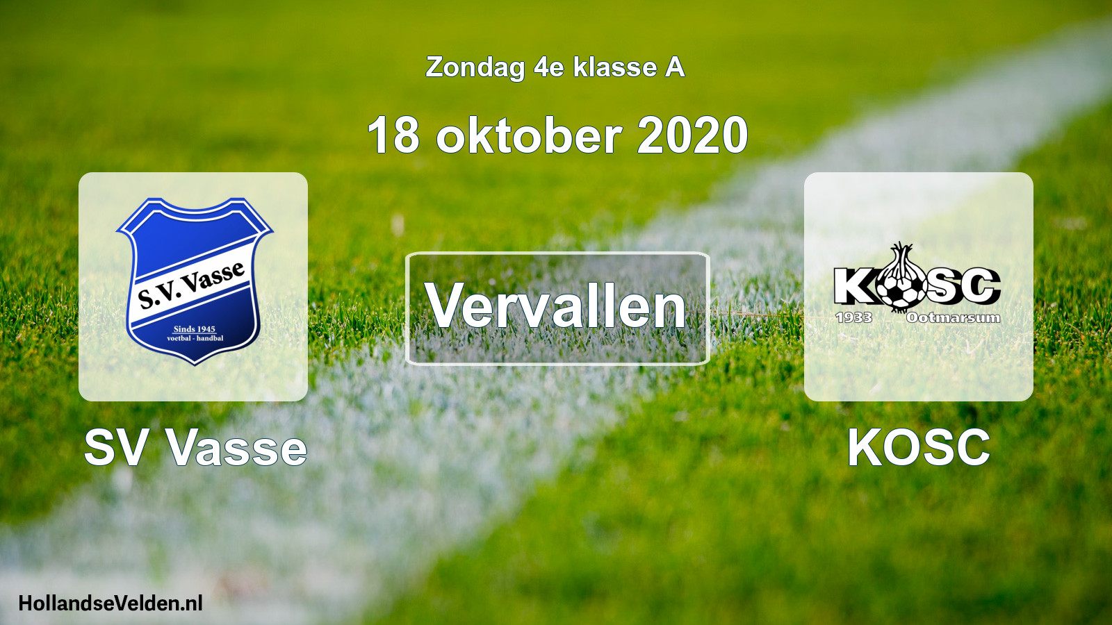 Scheduled Match: SV Vasse - KOSC (18 October 2020)