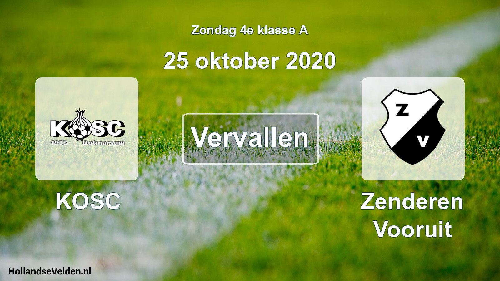 Scheduled Match: KOSC - Zenderen Vooruit (25 October 2020)