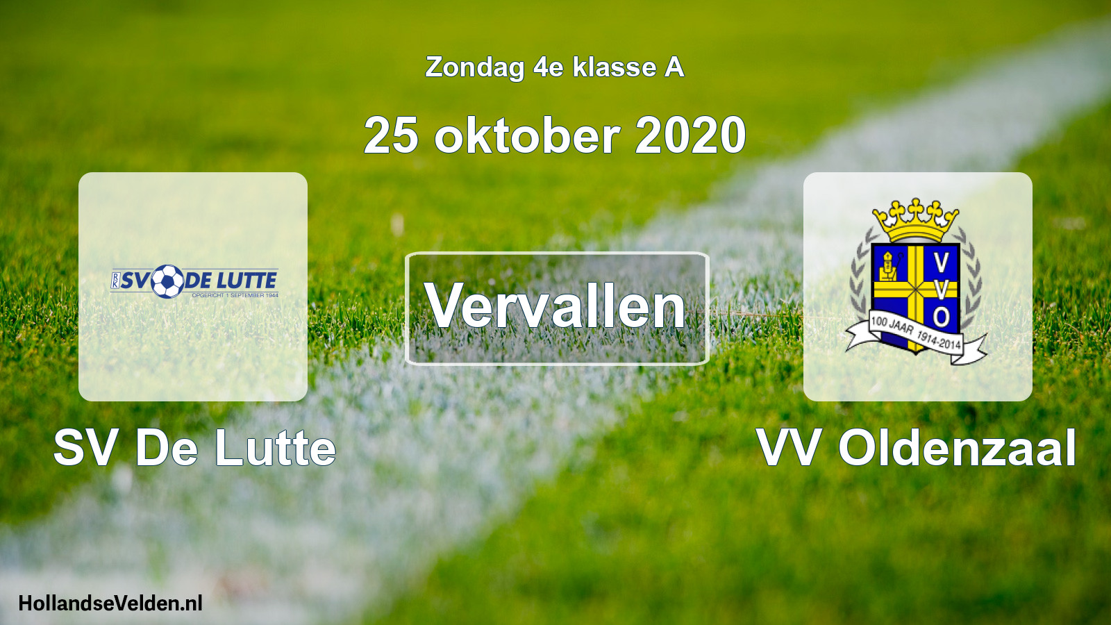 Scheduled Match: SV De Lutte - VV Oldenzaal (25 October 2020)