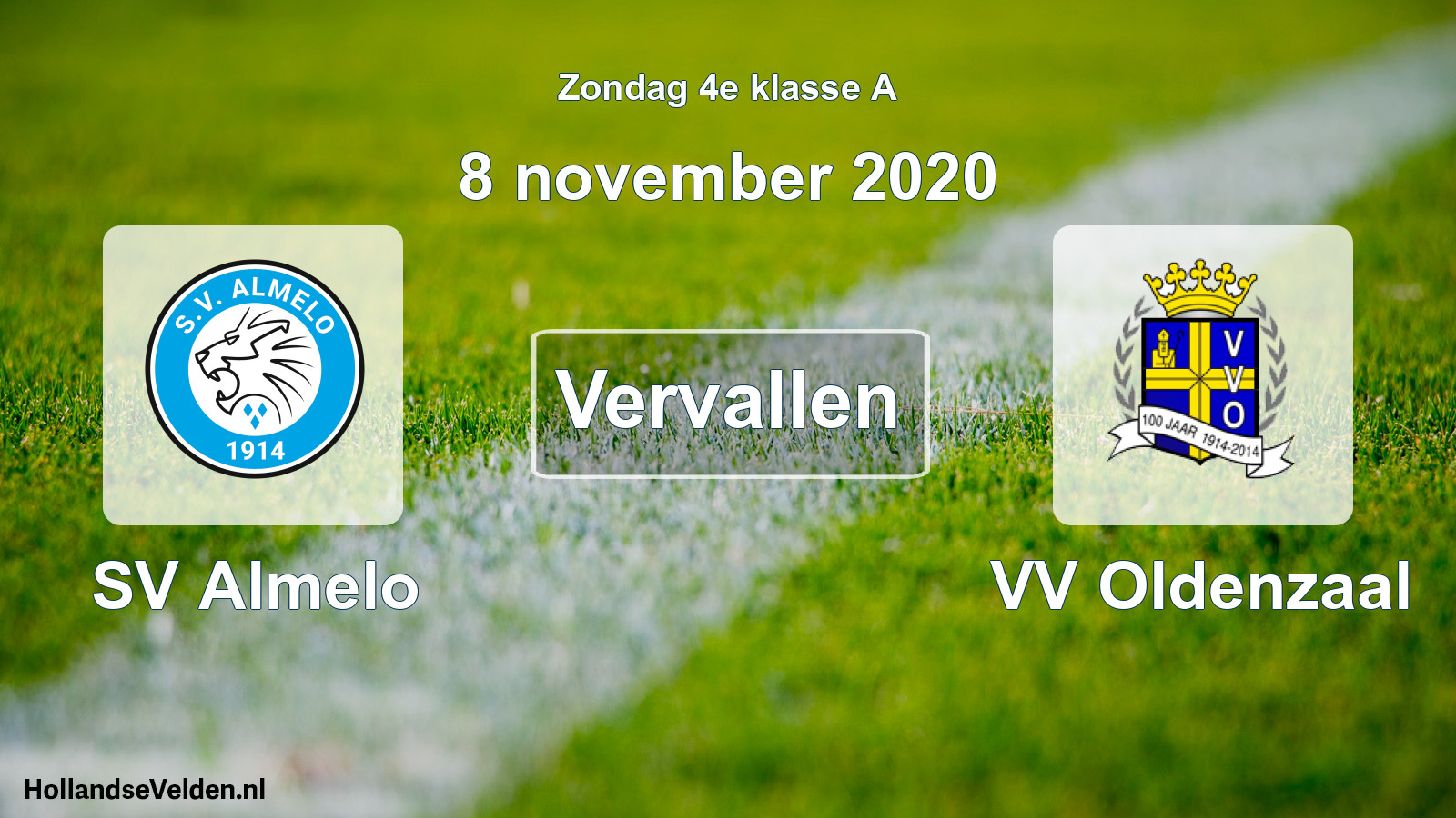 Scheduled Match: SV Almelo - VV Oldenzaal (8 November 2020)