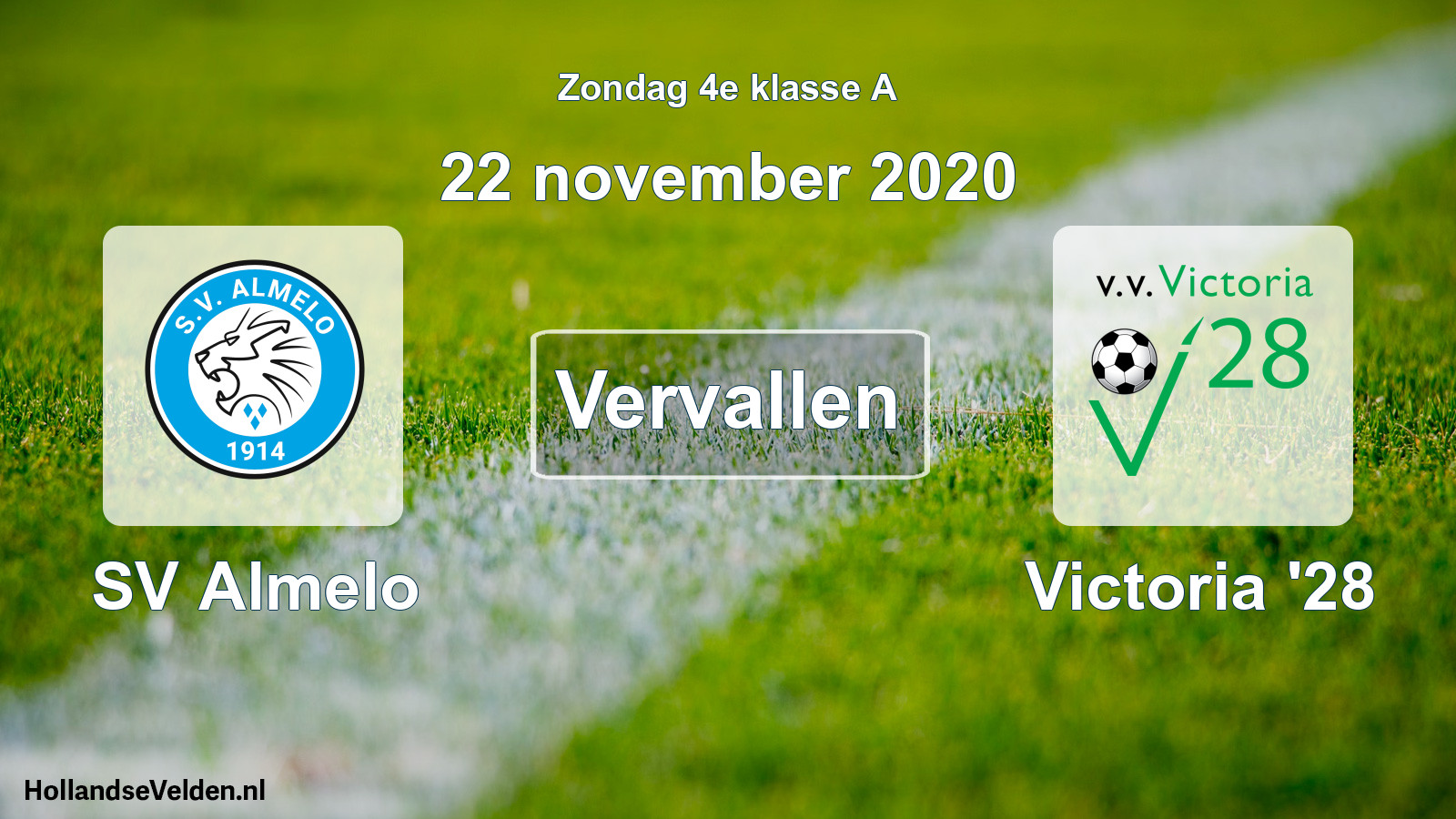 Scheduled Match: SV Almelo - Victoria '28 (22 November 2020)