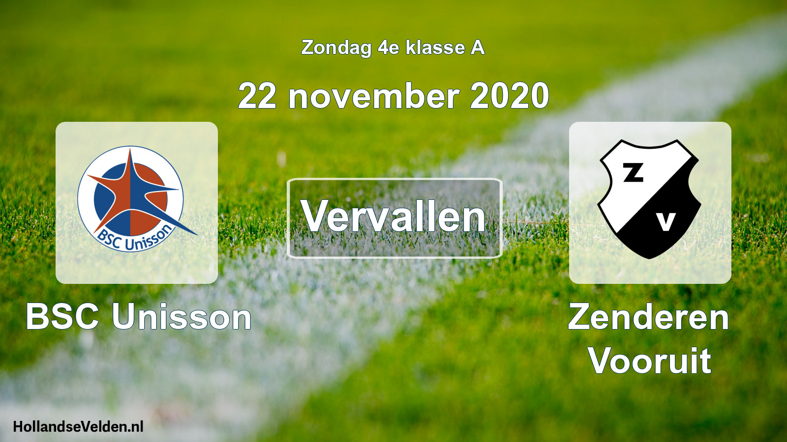 Scheduled Match: BSC Unisson - Zenderen Vooruit (22 November 2020)