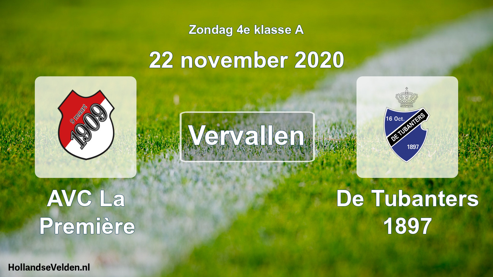 Scheduled Match: AVC La Première - De Tubanters 1897 (22 November 2020)