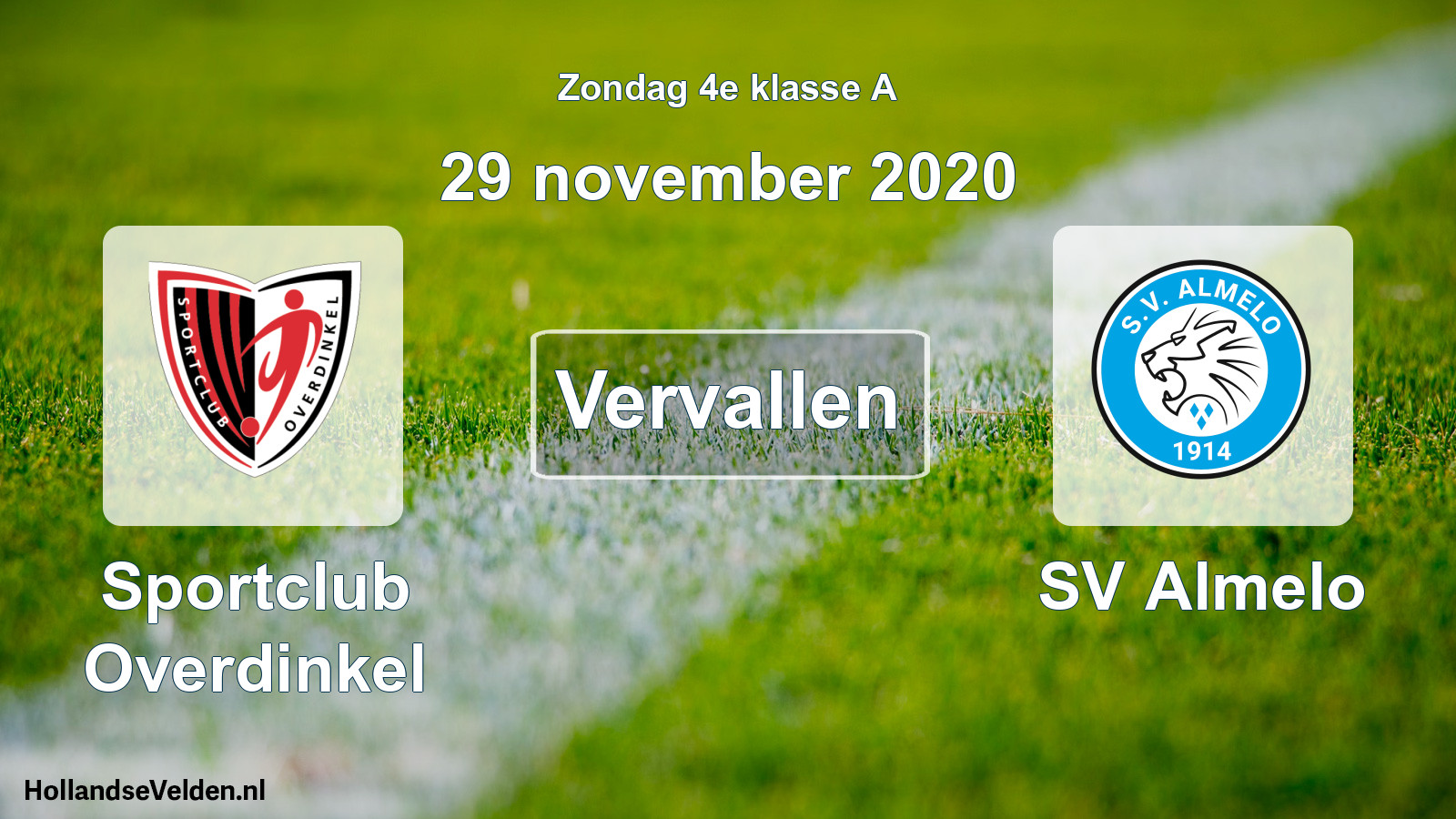 Scheduled Match: Sportclub Overdinkel - SV Almelo (29 November 2020)
