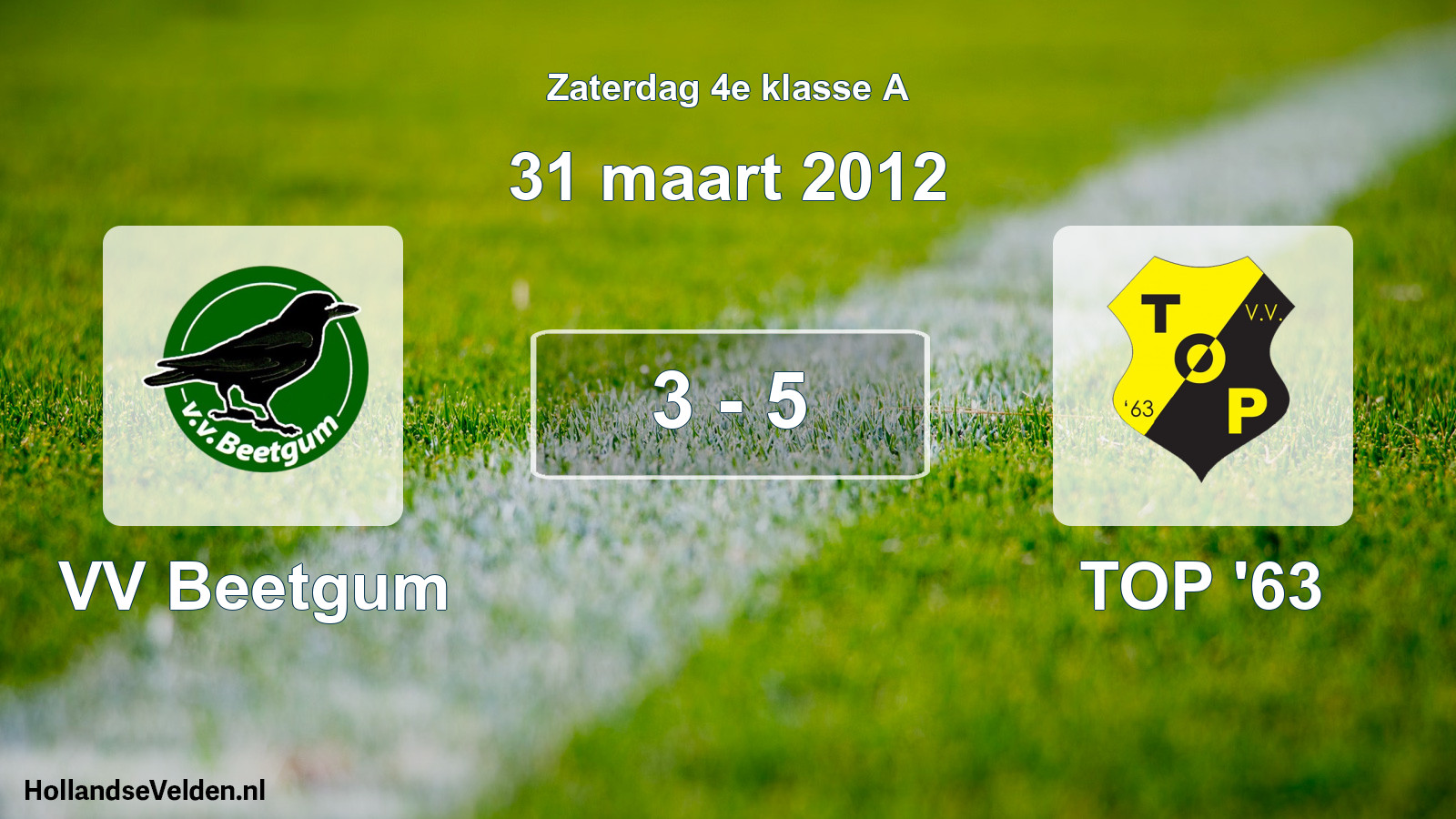 Total number of matches played: VV Beetgum - TOP '63 3 - 5 (31 March 2012)