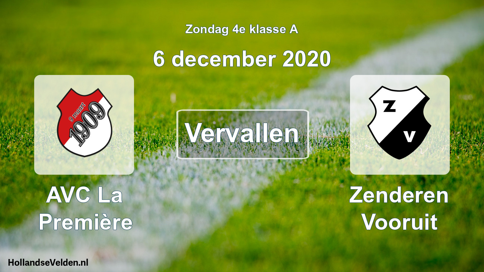 Scheduled Match: AVC La Première - Zenderen Vooruit (6 December 2020)