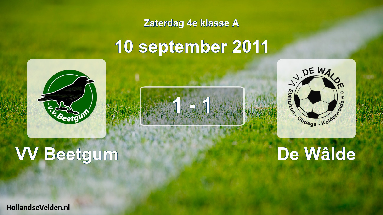 Total number of matches played: VV Beetgum - De Wâlde 1 - 1 (10 September 2011)