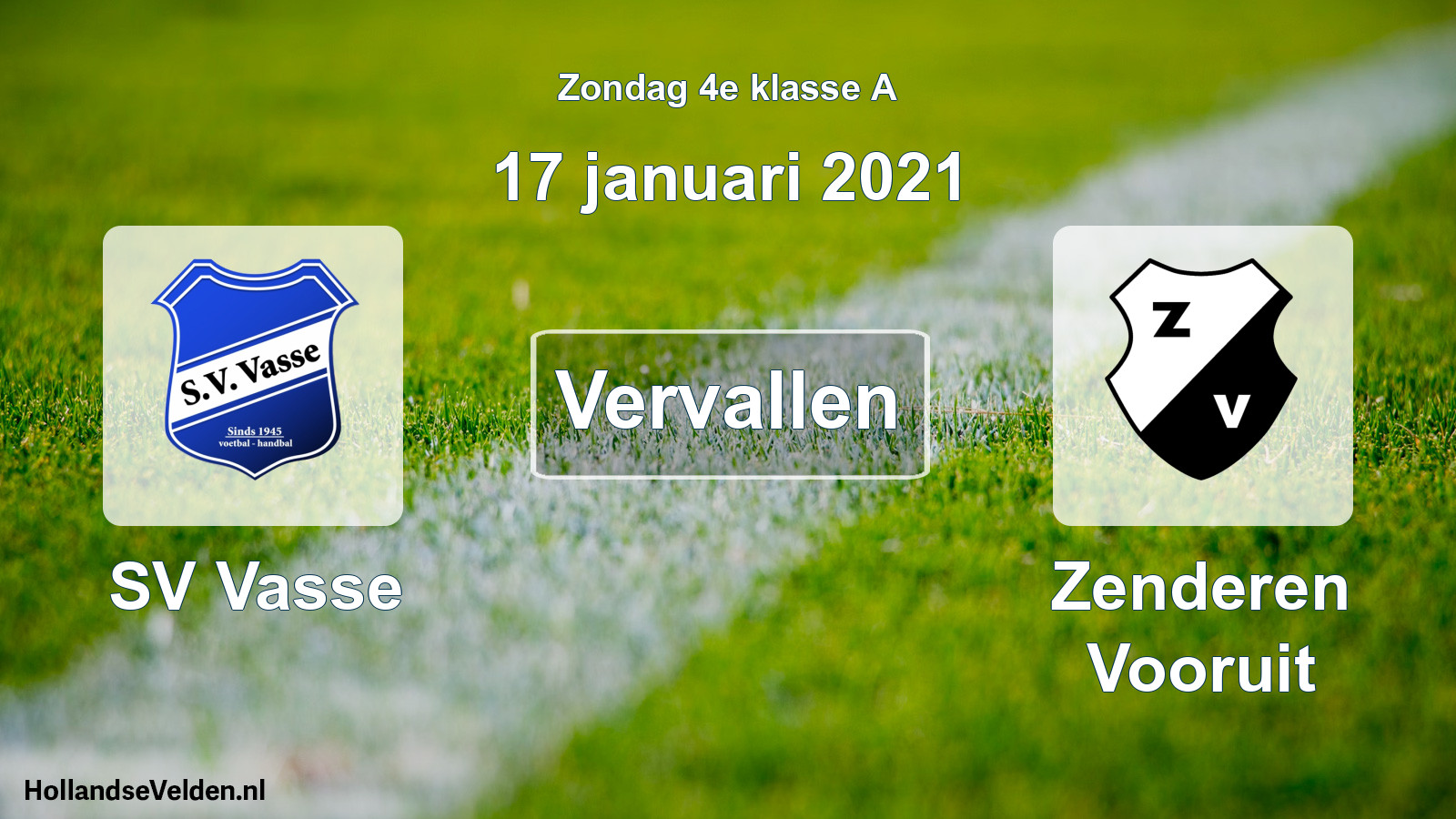 Scheduled Match: SV Vasse - Zenderen Vooruit (17 January 2021)
