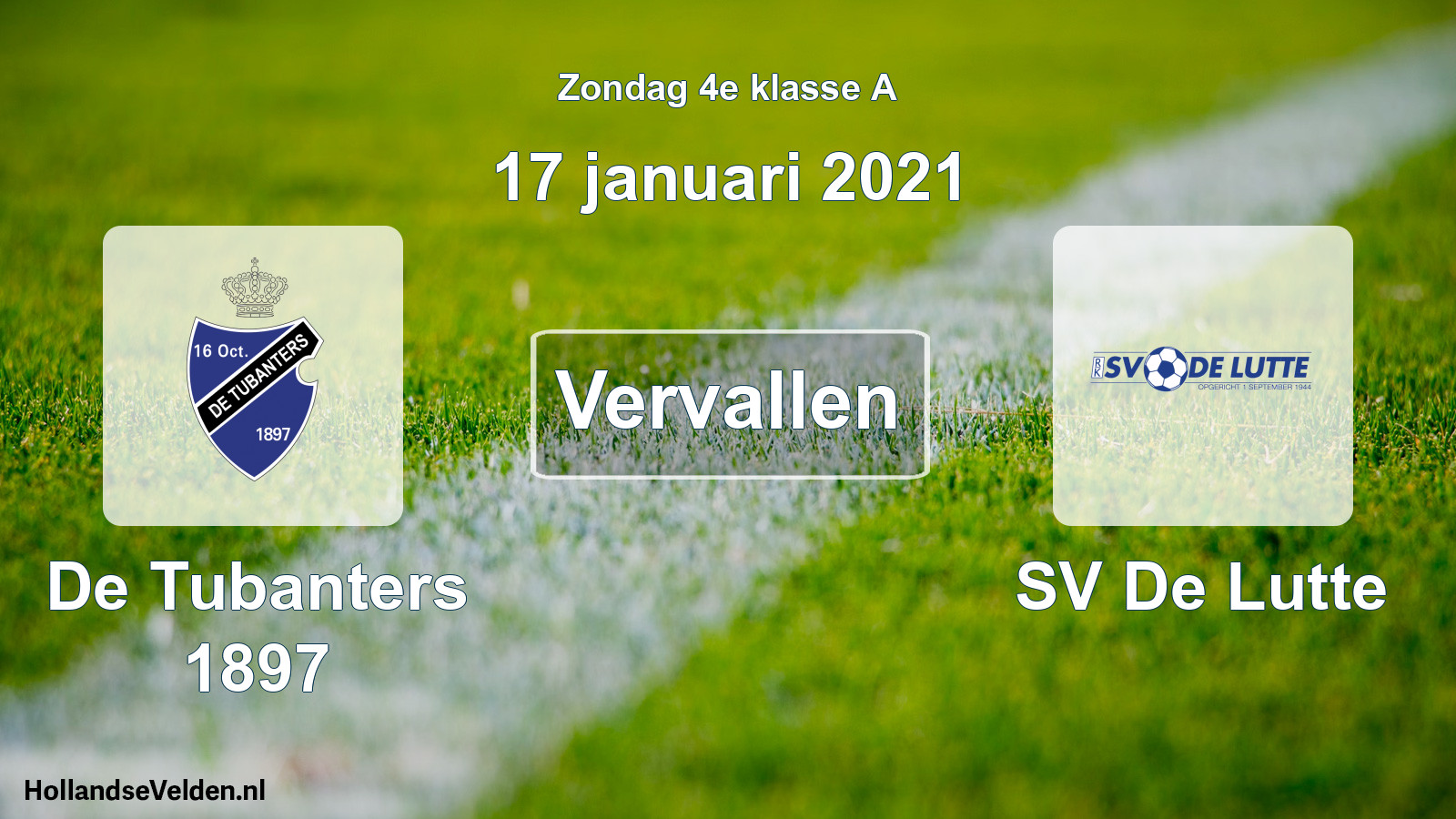 Scheduled Match: De Tubanters 1897 - SV De Lutte (17 January 2021)