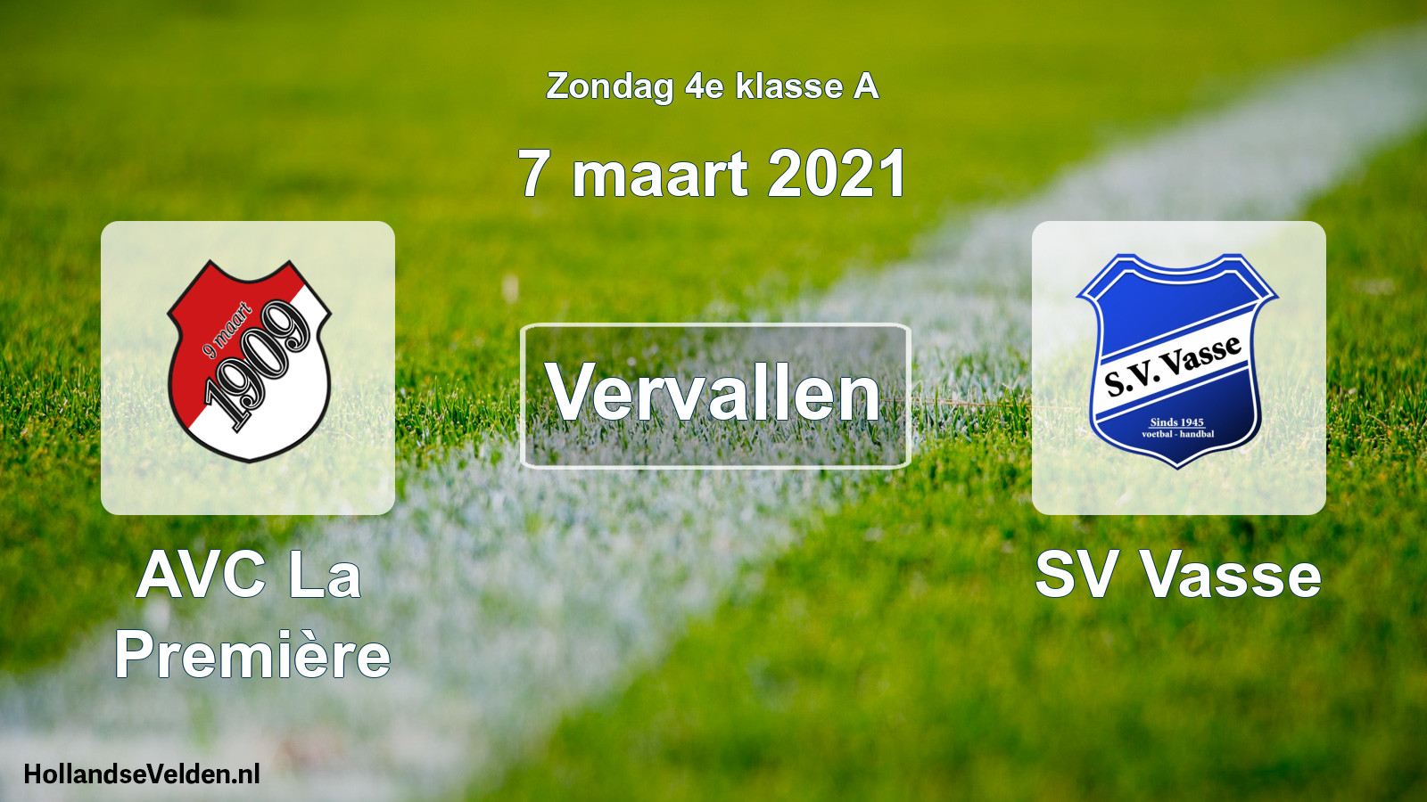 Scheduled Match: AVC La Première - SV Vasse (7 March 2021)