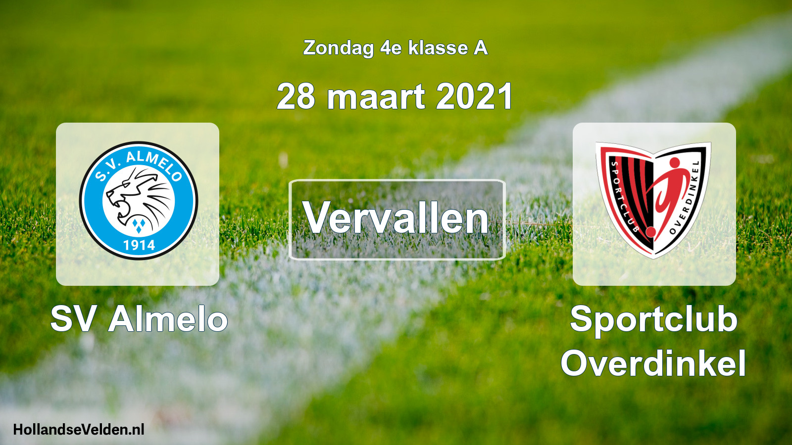 Scheduled Match: SV Almelo - Sportclub Overdinkel (28 March 2021)