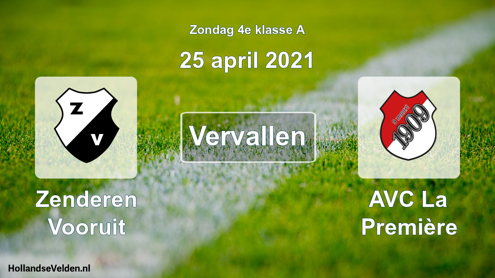 Scheduled Match: Zenderen Vooruit - AVC La Première (25 April 2021)