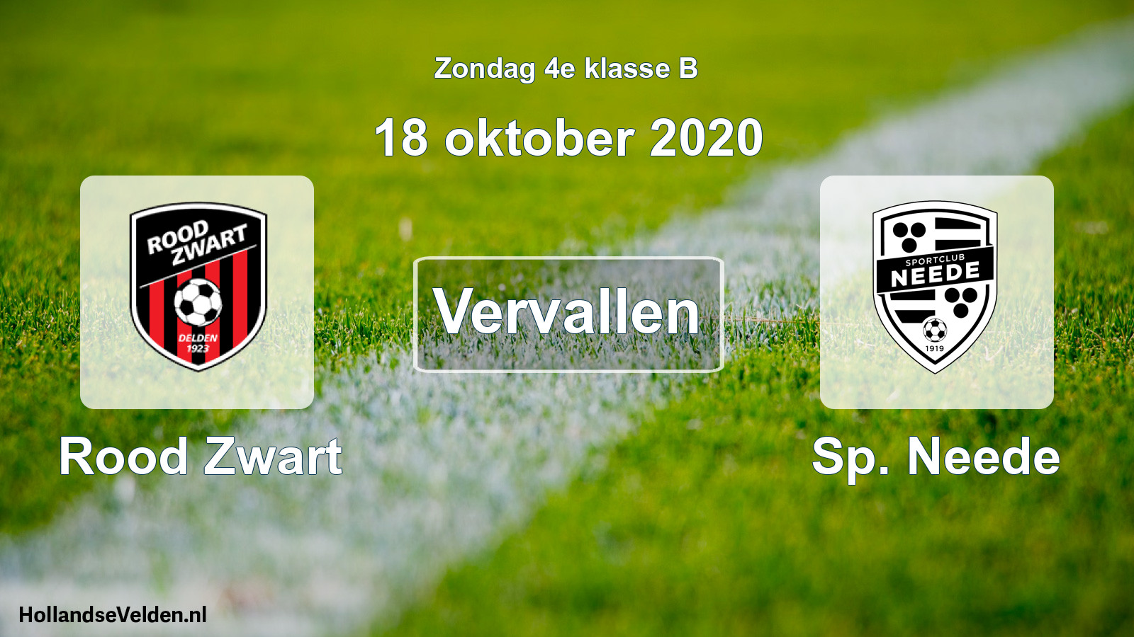 Scheduled Match: Rood Zwart - Sp. Neede (18 October 2020)