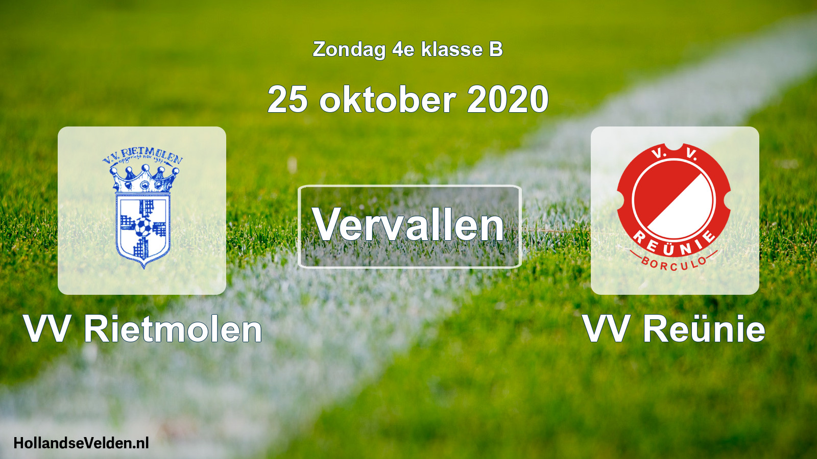 Scheduled Match: VV Rietmolen - VV Reünie (25 October 2020)