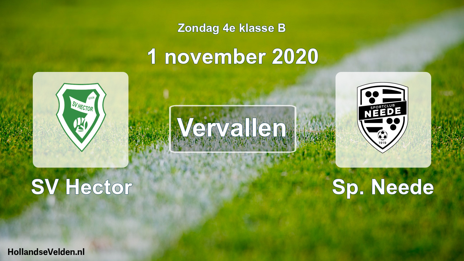 Scheduled Match: SV Hector - Sp. Neede (1 November 2020)