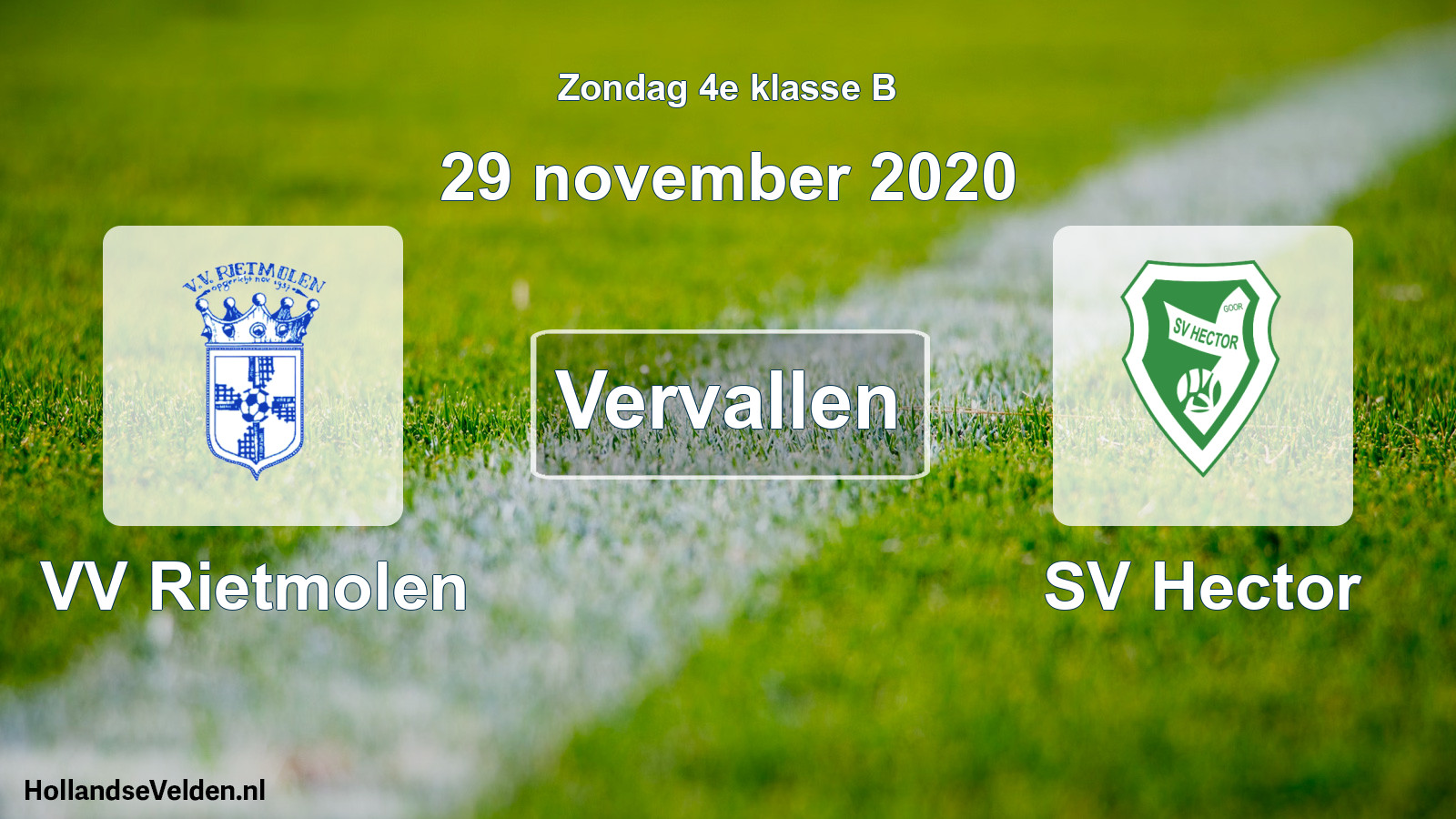 Scheduled Match: VV Rietmolen - SV Hector (29 November 2020)