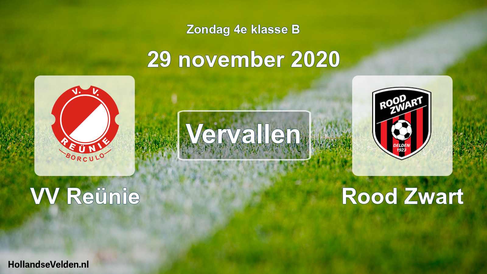 Scheduled Match: VV Reünie - Rood Zwart (29 November 2020)
