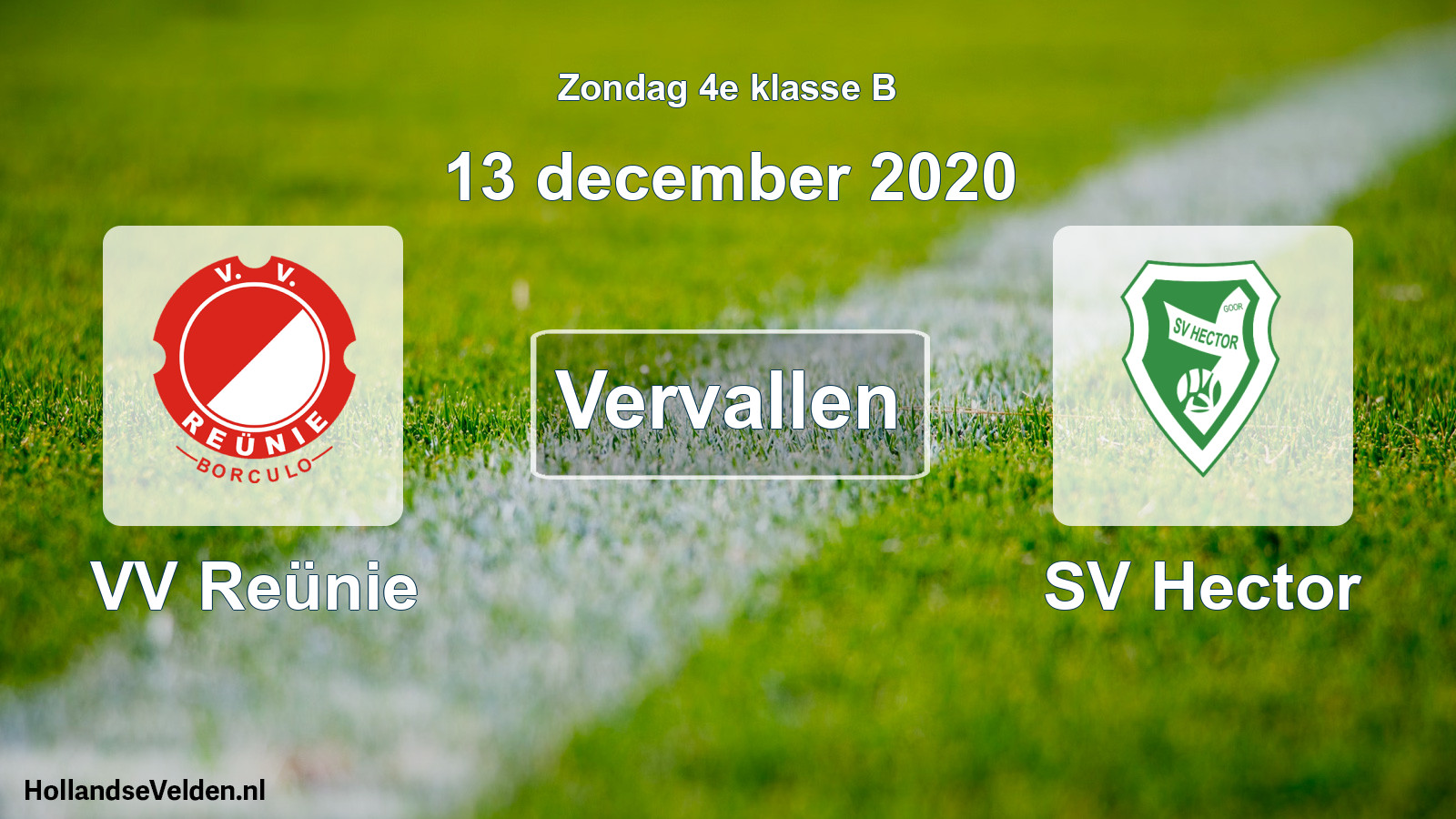 Scheduled Match: VV Reünie - SV Hector (13 December 2020)